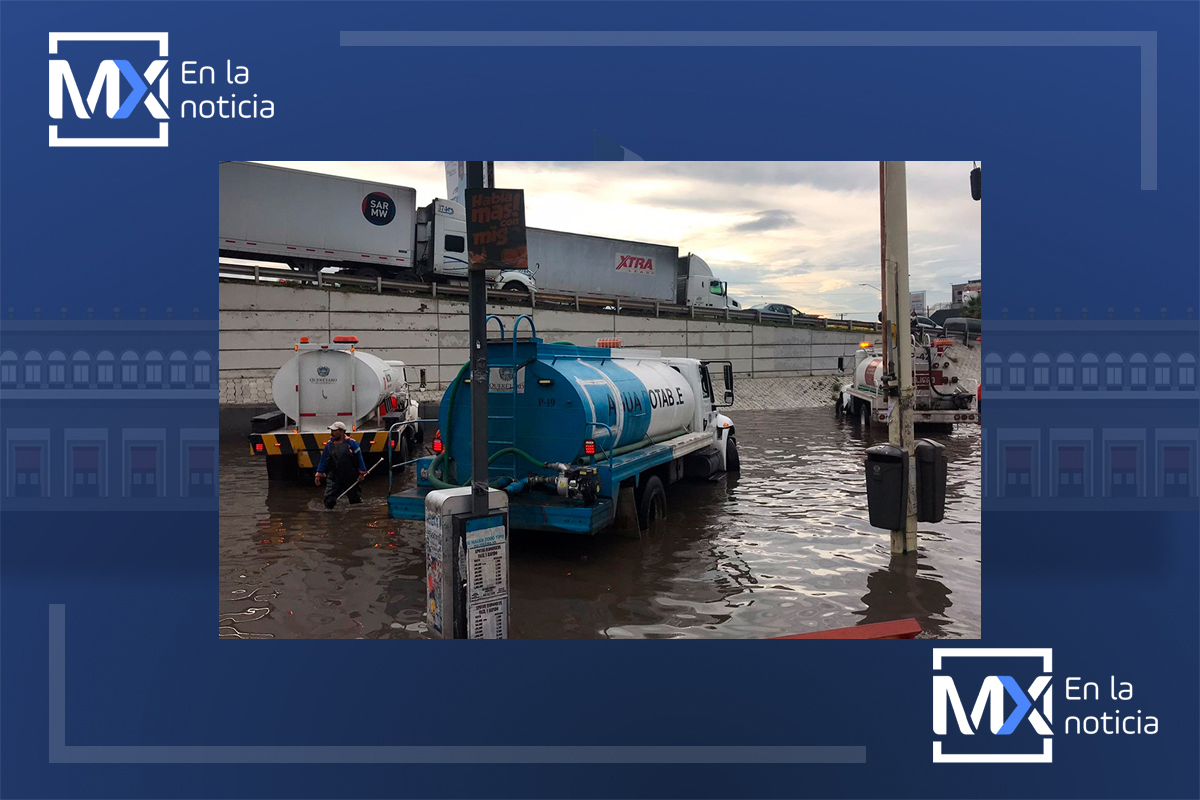 Drenaron agua e hicieron limpieza en vialidades de Querétaro tras las lluvias