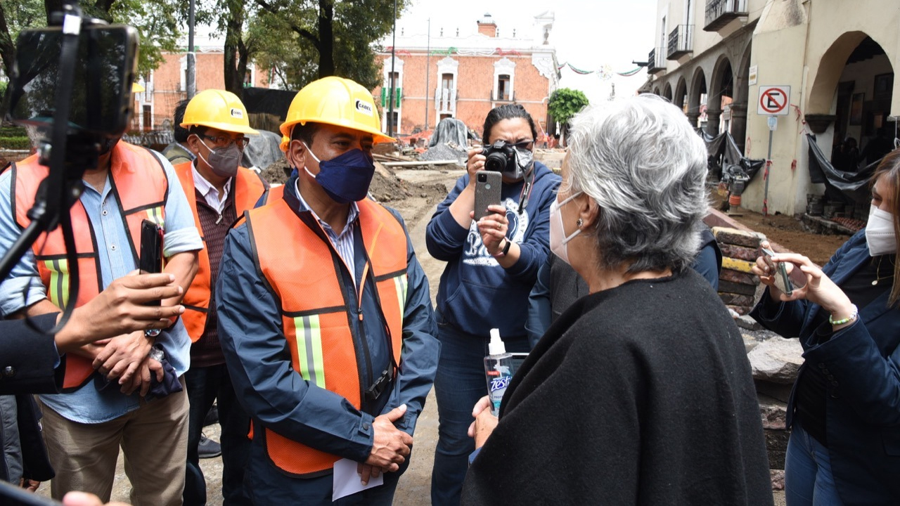 Verifica Jorge Corichi obras de remodelación del Centro Histórico de Tlaxcala