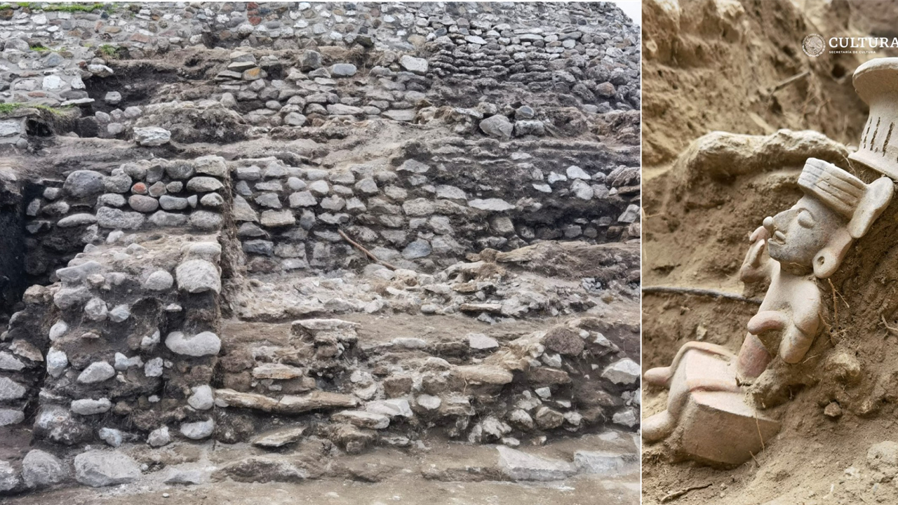 Descubre INAH escalinata y ofrenda con dos figurillas en la Zona Arqueológica de Xochitécatl, Tlaxcala