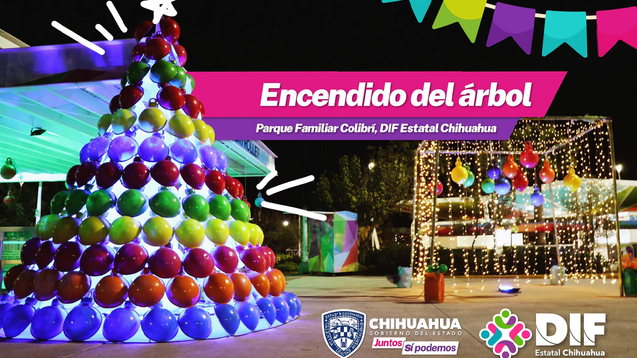 Enciende DIF Estatal Chihuahua árbol navideño con entrega de chamarras, juguetes y dulces para niños de la Casa Cuna