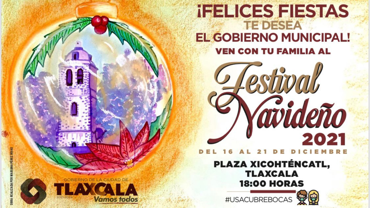 Ilustra artista visual tlaxcalteca postales del “Festival Navideño en Tlaxcala Capital 2021”