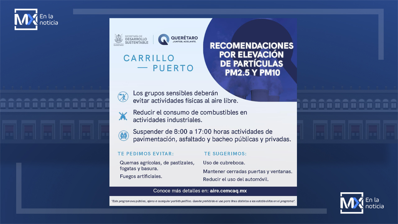 Emite CATSA recomendaciones por elevación de partículas en la atmósfera