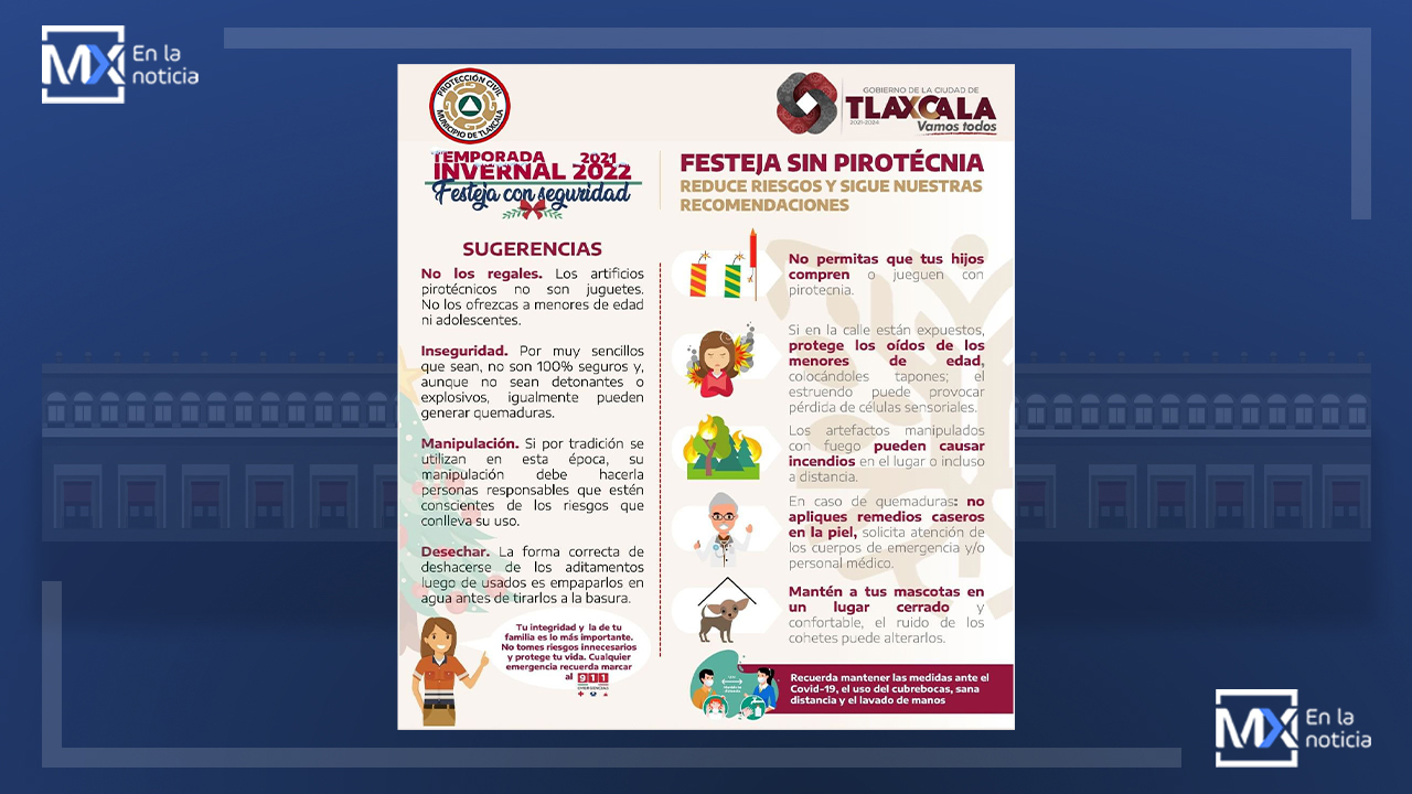 Recomienda Ayuntamiento de Tlaxcala festejar sin pirotecnia