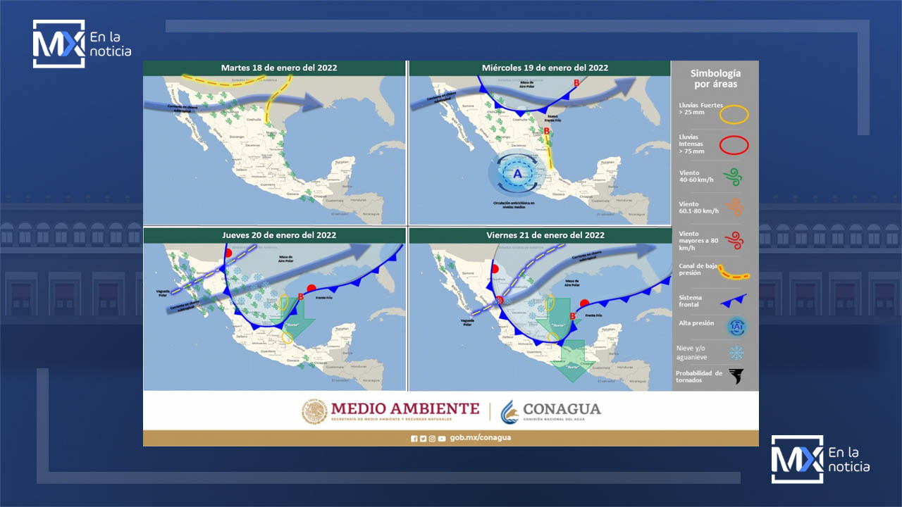 Emite Protección Civil  Estatal aviso preventivo por ingreso de nuevo frente frío y lluvias para el estado