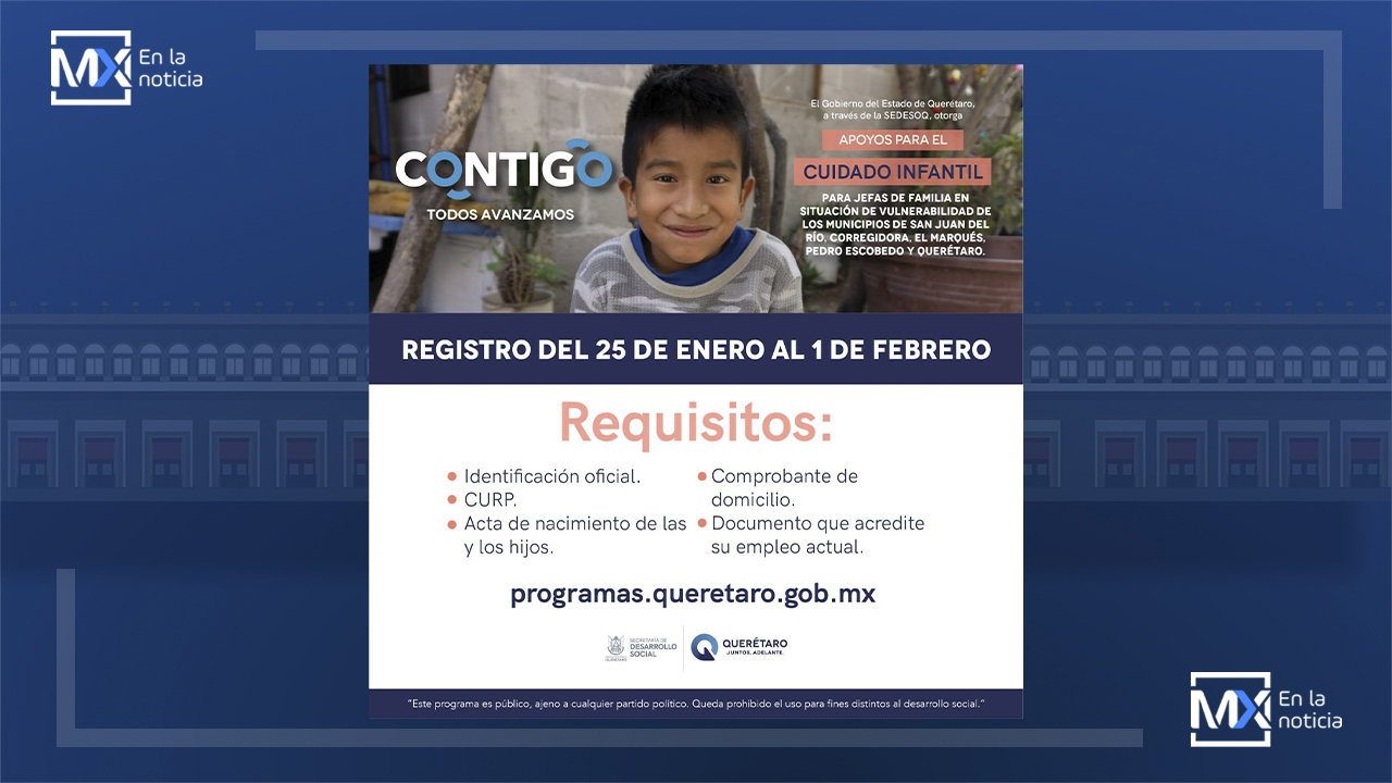 Abierta convocatoria de SEDESOQ para programa de Cuidado Infantil