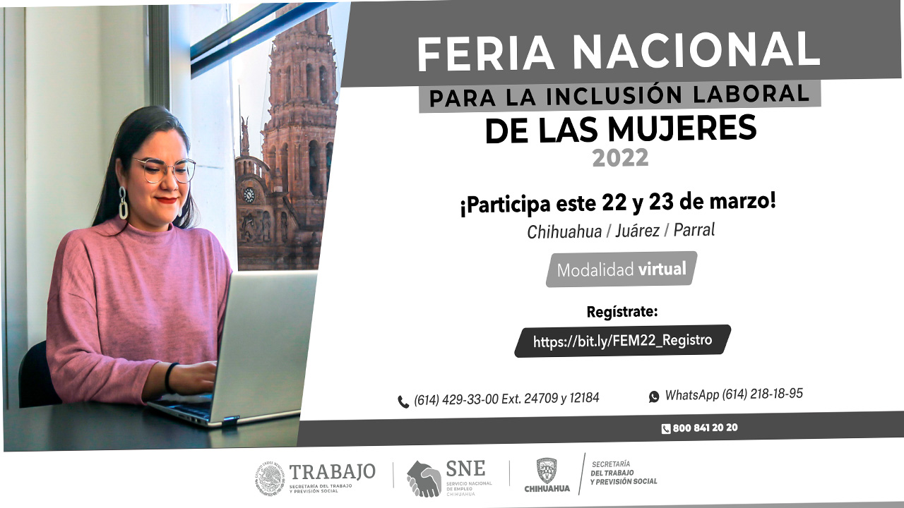 Invitan a Feria de Empleo para la Inclusión Laboral de las Mujeres en el Estado de Chihuahua