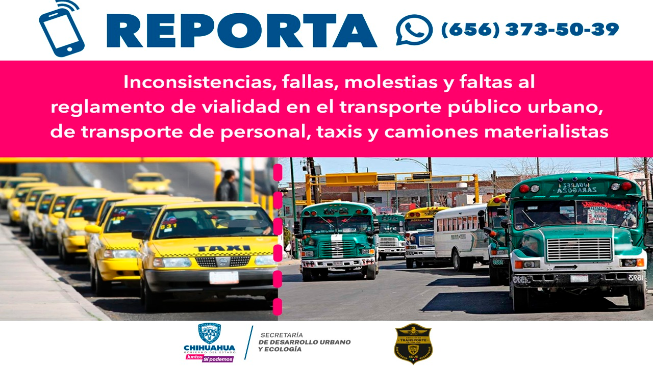 Habilitan nuevo número de WhatsApp y página de Facebook para denunciar fallas en el Transporte Público en Juárez Chihuahua