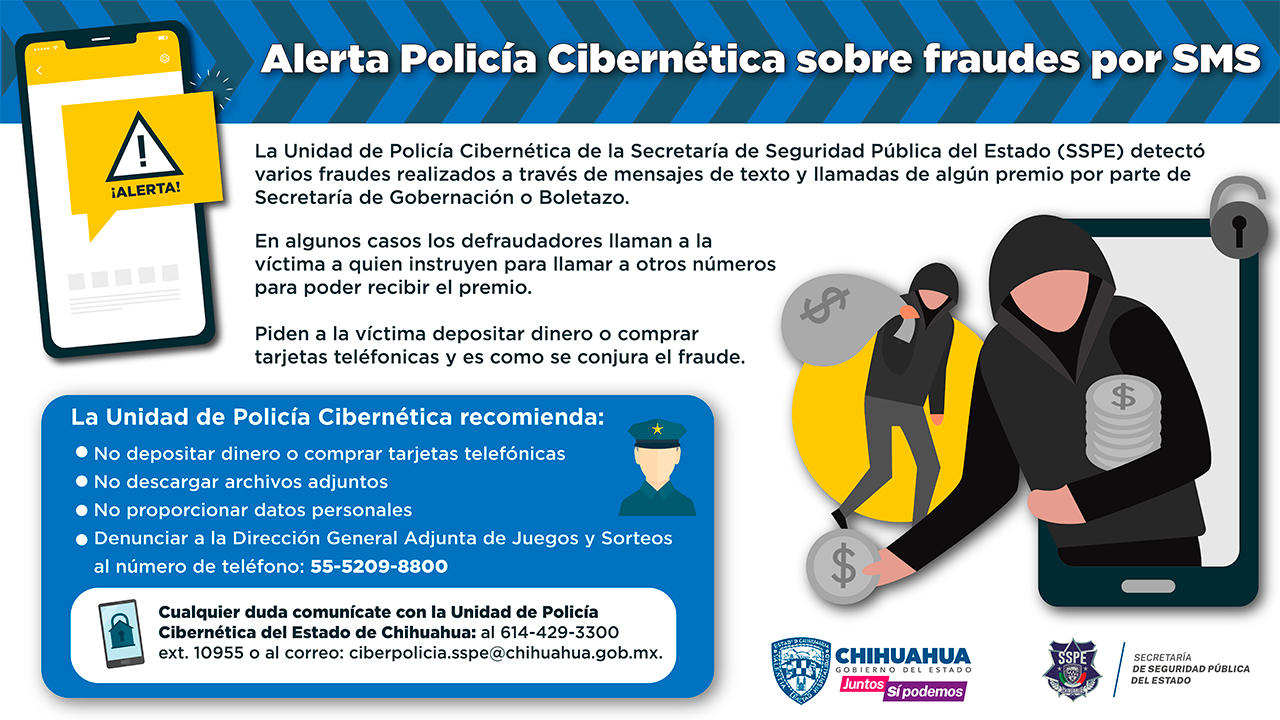 Alerta Policía Cibernética sobre fraudes por SMS en el Estado de Chihuahua