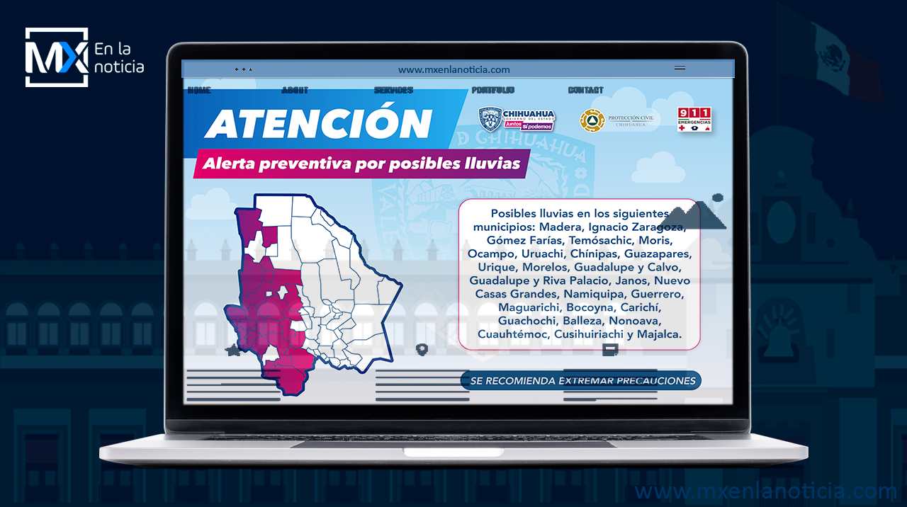 Emite alerta preventiva Protección Civil Estatal de Chihuahua por lluvias fuertes