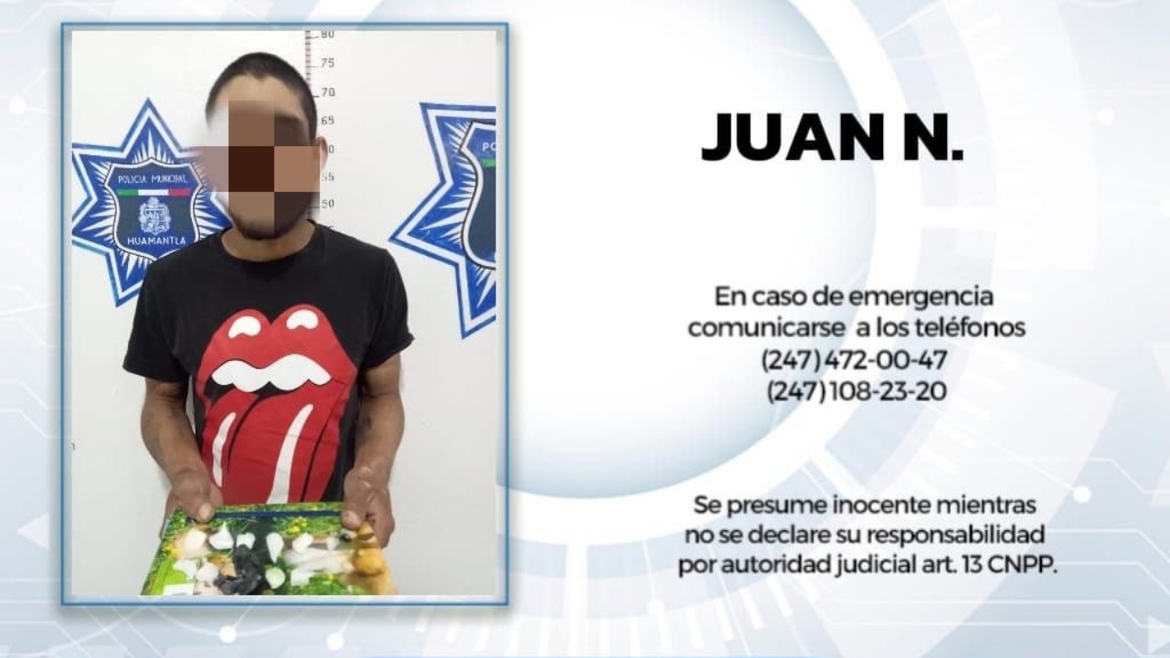 Presunto distribuidor de sustancias prohibidas es aprehendido por policías de Huamantla