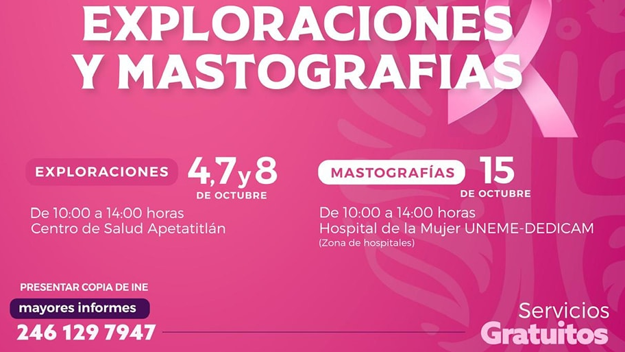 ¡Valórate y explórate! campaña gratuita de mastografías en Apetatitlán