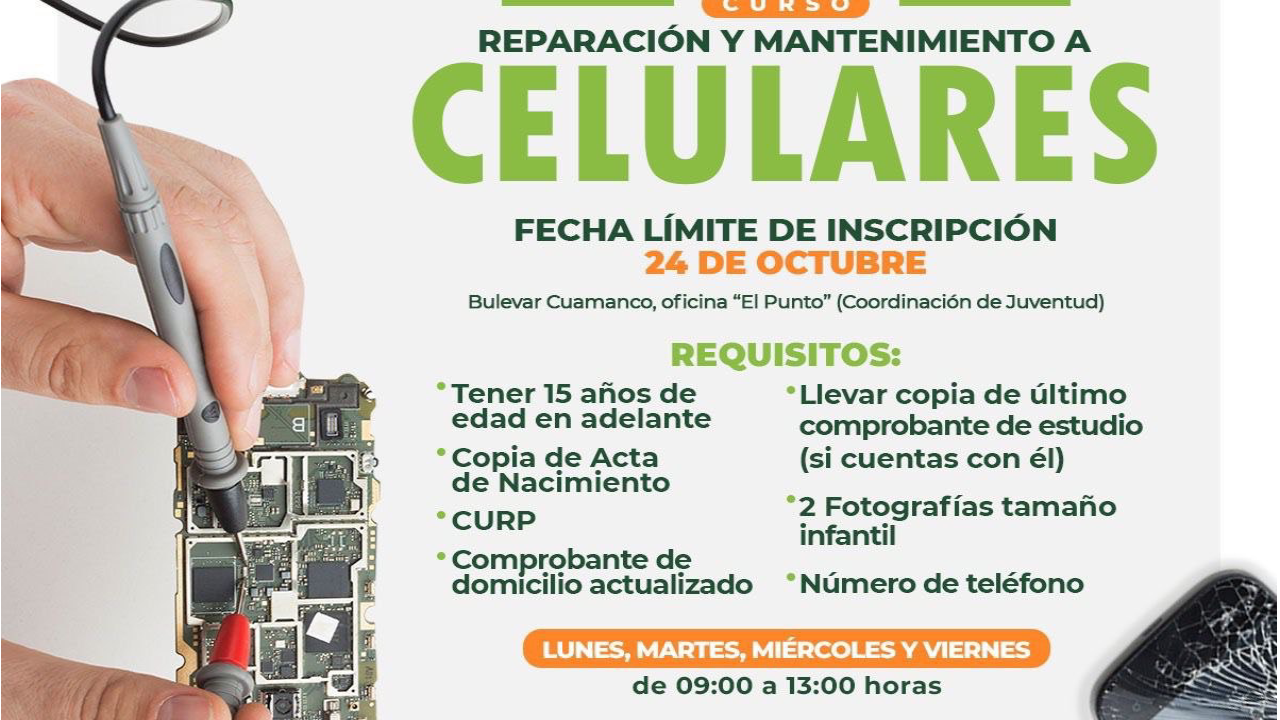 Invita gobierno de Huamantla a jóvenes al curso de reparación y mantenimiento de celulares