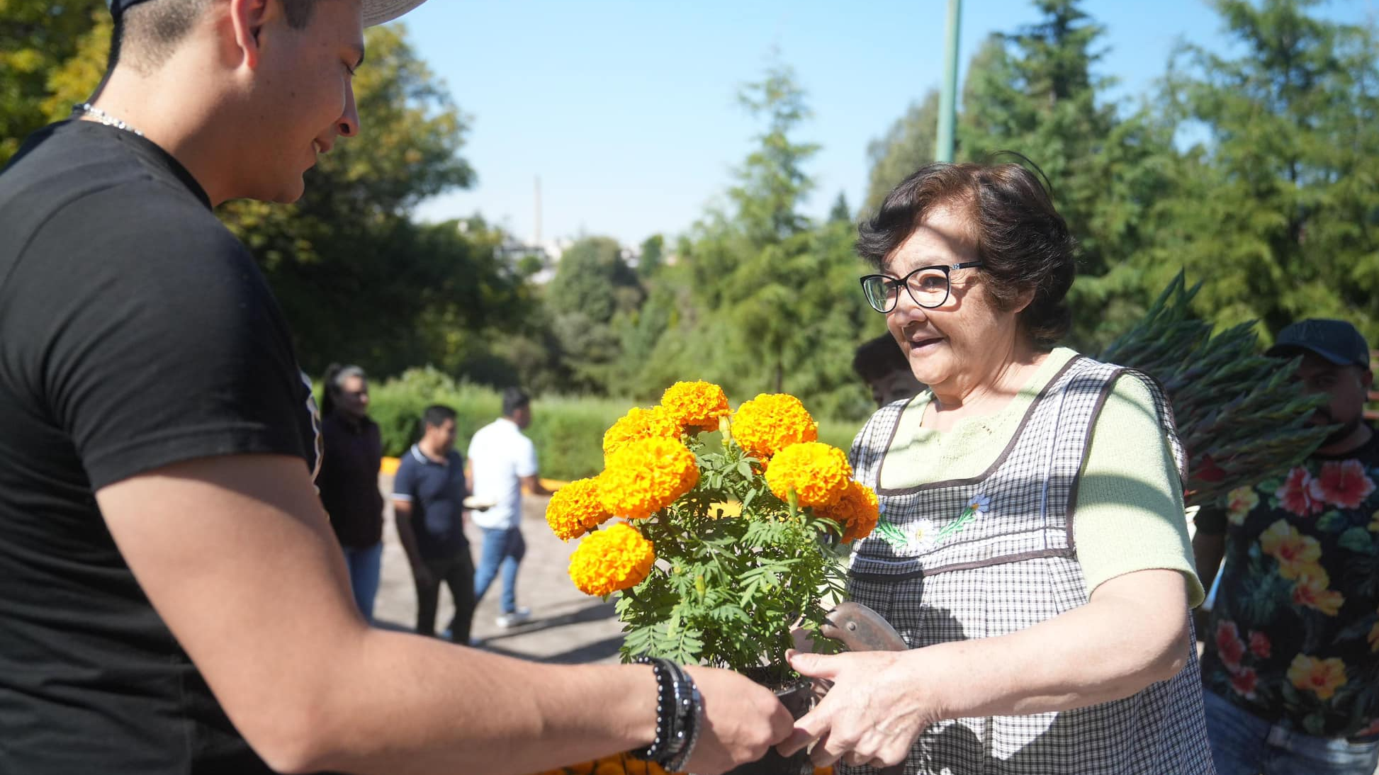 Presidente Municipal de Apetatitla entrega macetas de cempasúchil en homenaje a los seres queridos