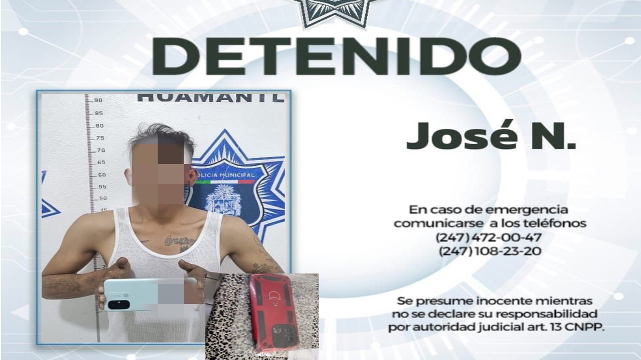 Captura policía de Huamantla a sujeto que despojó de su celular a una mujer