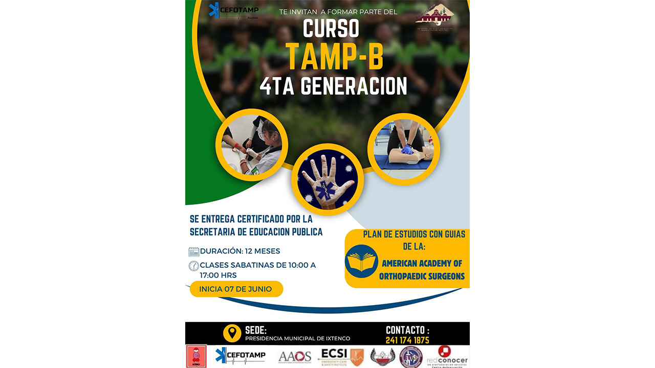 Ixtenco abre convocatoria para el Curso TAMP-B de atención médica prehospitalaria