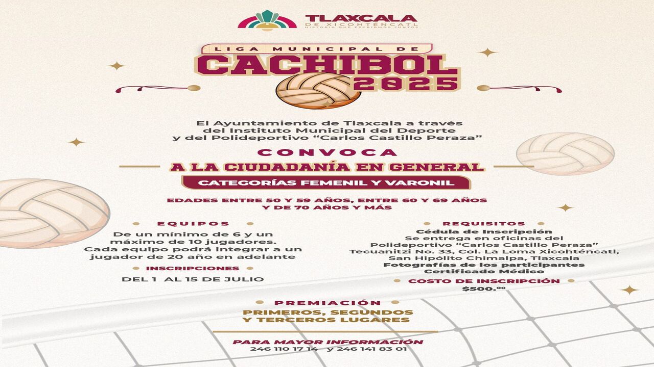 Convoca ayuntamiento de la capital a adultos y adultos mayores a integrarse a la liga municipal de cachibol 2025