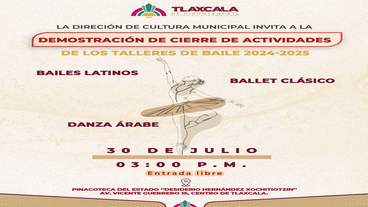 Invita la dirección de cultura de la capital al cierre de talleres de baile y de artes plásticas 2024-2025