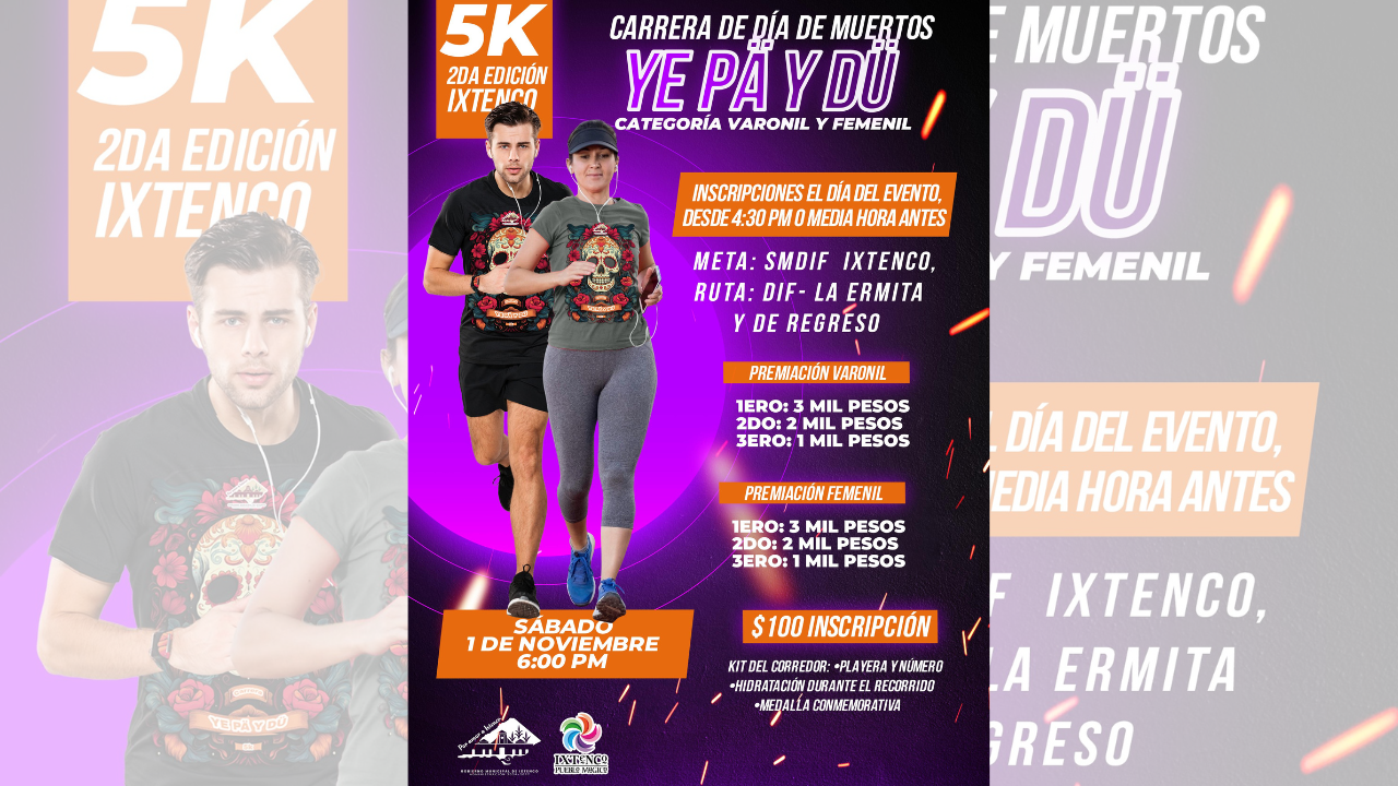 Ixtenco celebrará la 2ª edición de la Carrera de Día de Muertos “Ye Pä y Dü” 5K