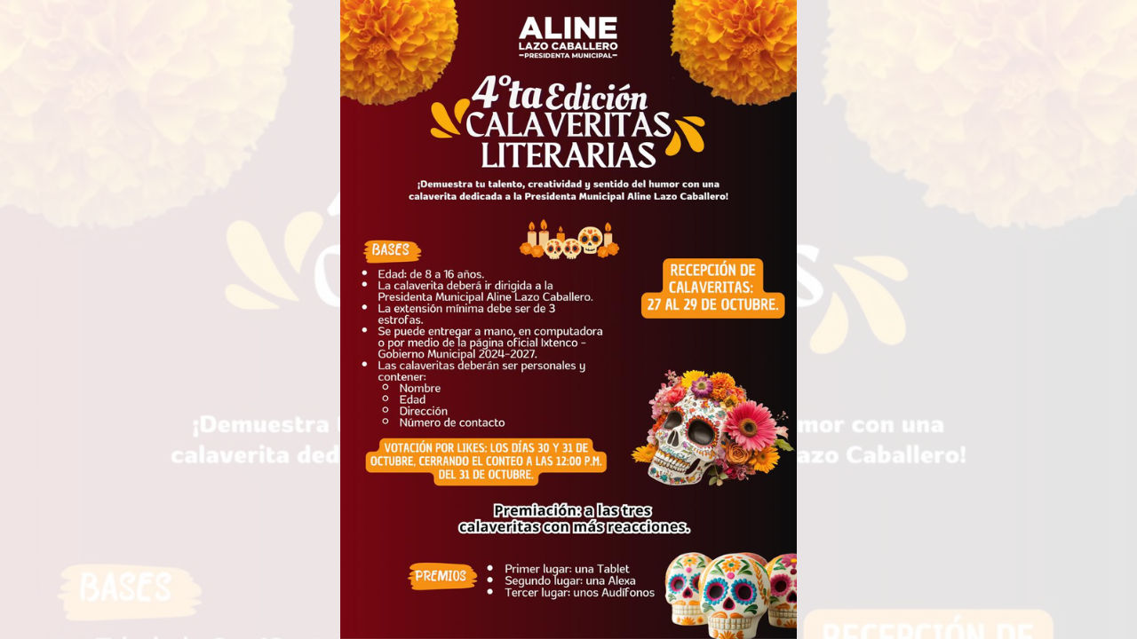 Aline Lazo Caballero lanza la 4ª Edición del Concurso de Calaveritas Literarias