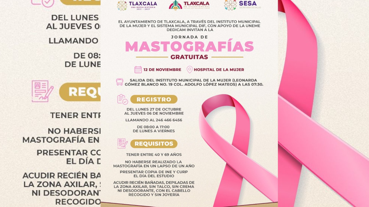 Gobierno municipal de Tlaxcala y UNEME protegen la salud de las mujeres con mastografías gratuitas