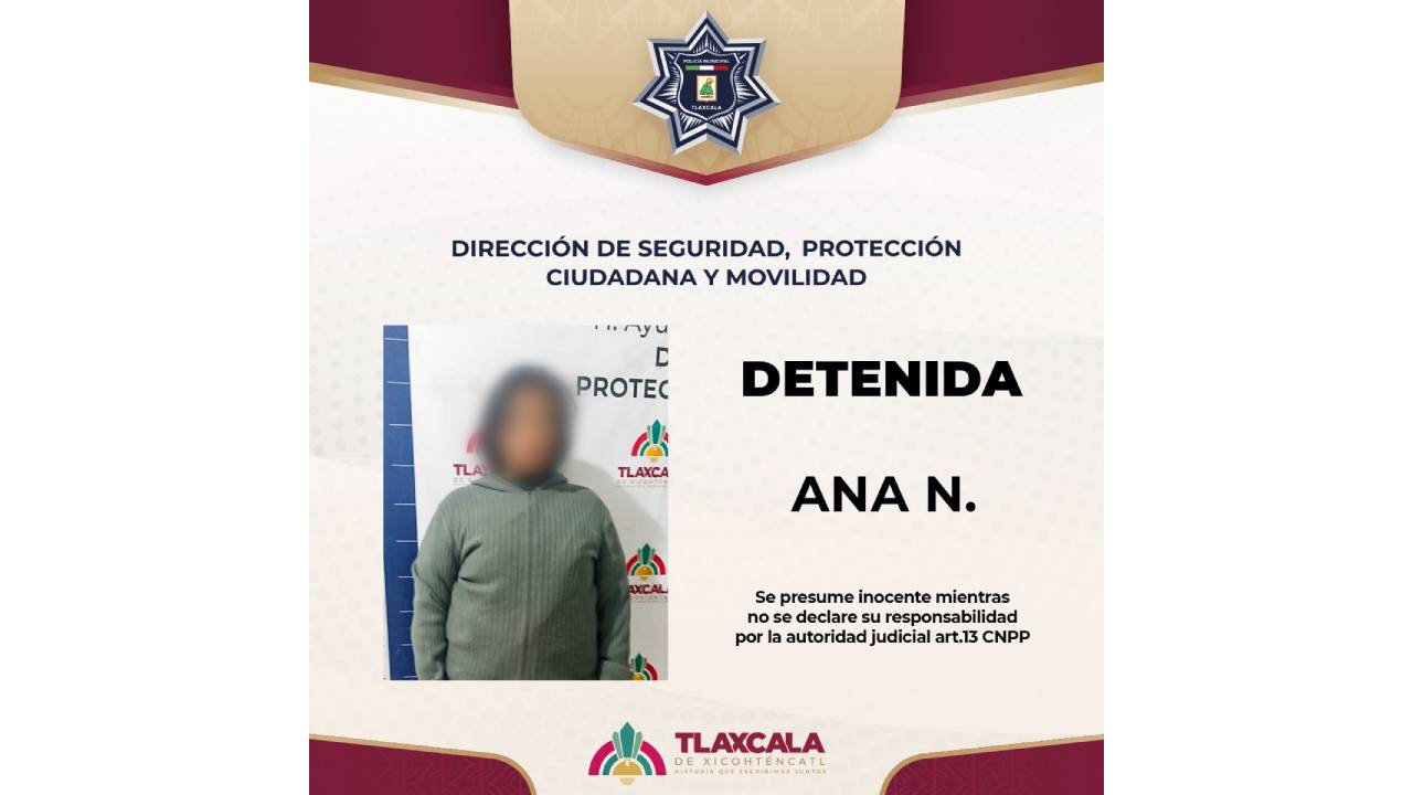Policía Municipal de Tlaxcala detuvo a mujer por alteración al orden público en San Gabriel Cuauhtla