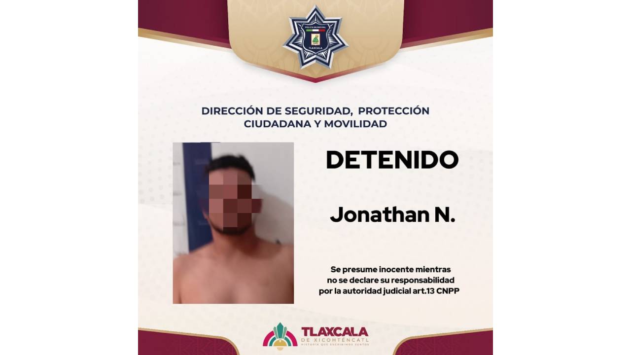 Policía Municipal de Tlaxcala asegura en Atlahapa a persona con antecedentes delictivos y estancia ilegal en el país