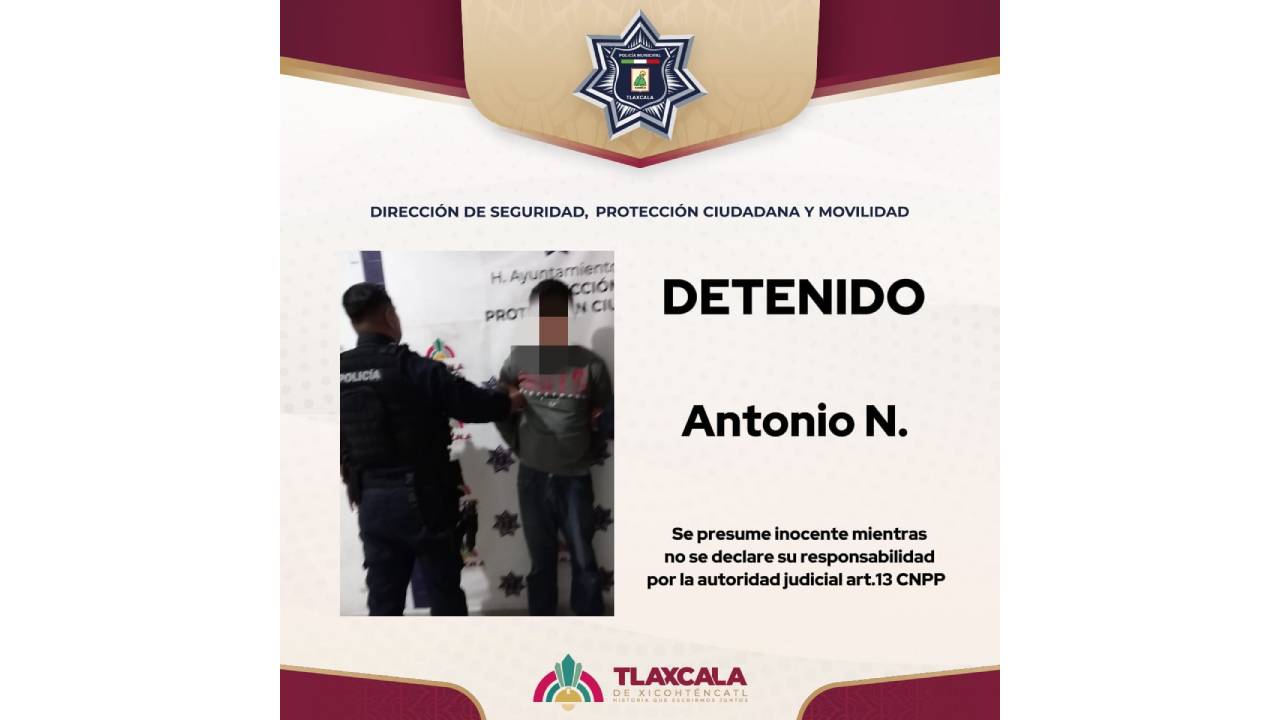 Elementos de Seguridad Pública de la capital detienen a presunto acosador que alteraba el orden en Acuitlapilco