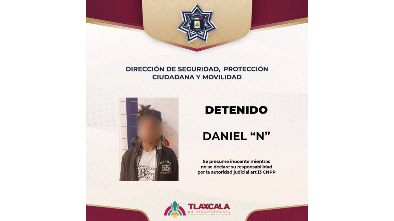Trabajo conjunto entre Policía Municipal de Tlaxcala y Vecinos Vigilantes permite detención en Adolfo López Mateos