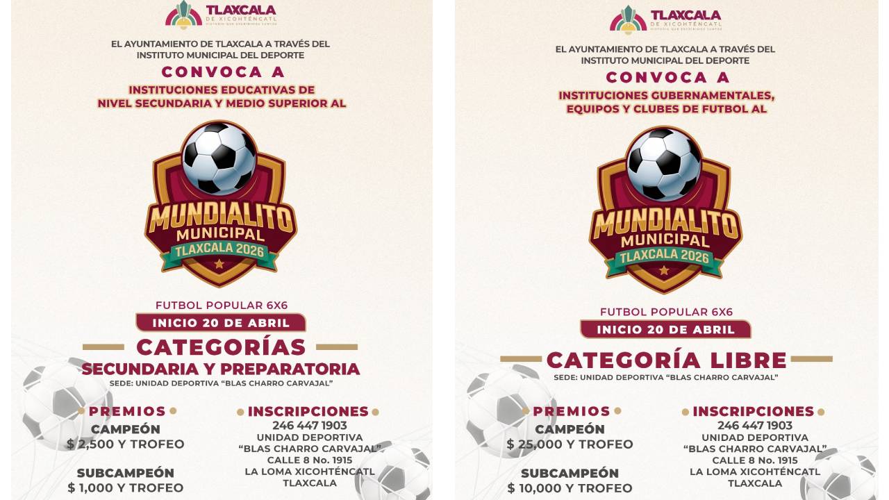 Ayuntamiento de Tlaxcala lanza doble convocatoria del “Mundialito Municipal” para impulsar el deporte