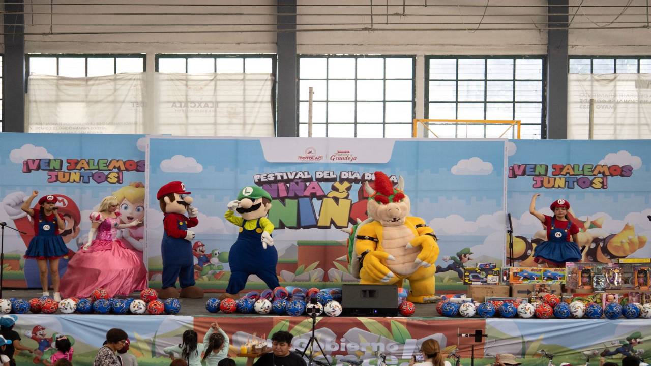 Totolac celebró a su niñez con una gran fiesta temática de Mario Bros.