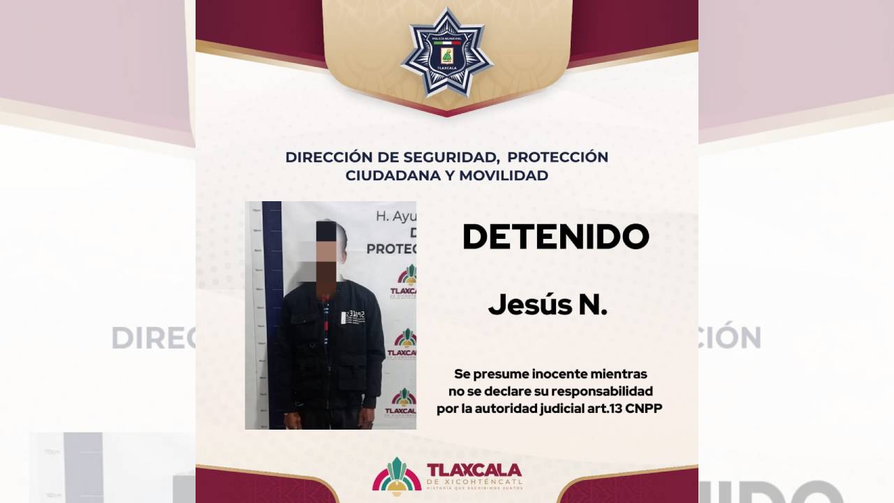 Operativo de la policía municipal de Tlaxcala permite recuperar vehículo robado y asegurar a presunto responsable