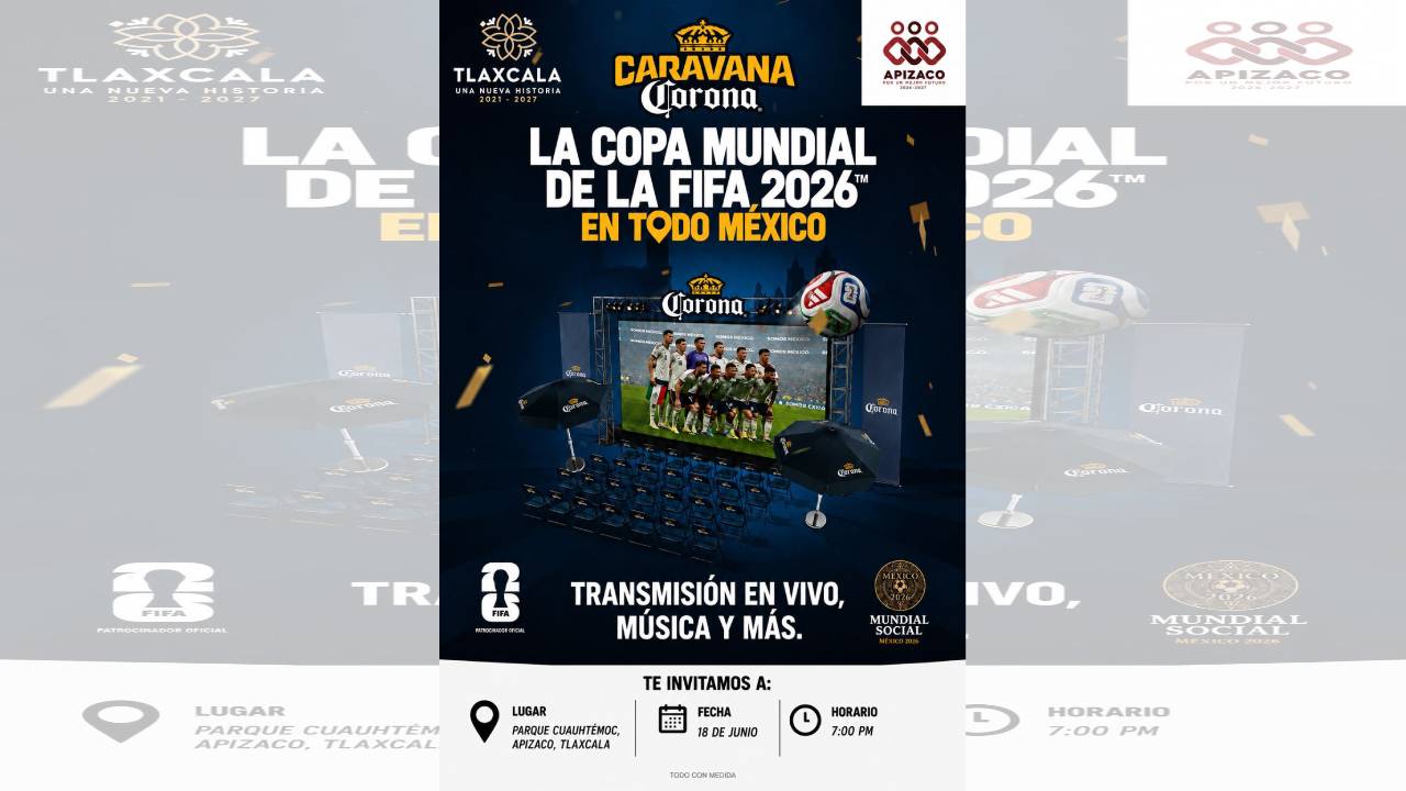 Apizaco invita a vivir la pasión del mundial con la transmisión del partido Mexico vs Corea del Sur en el parque Cuauhtémoc