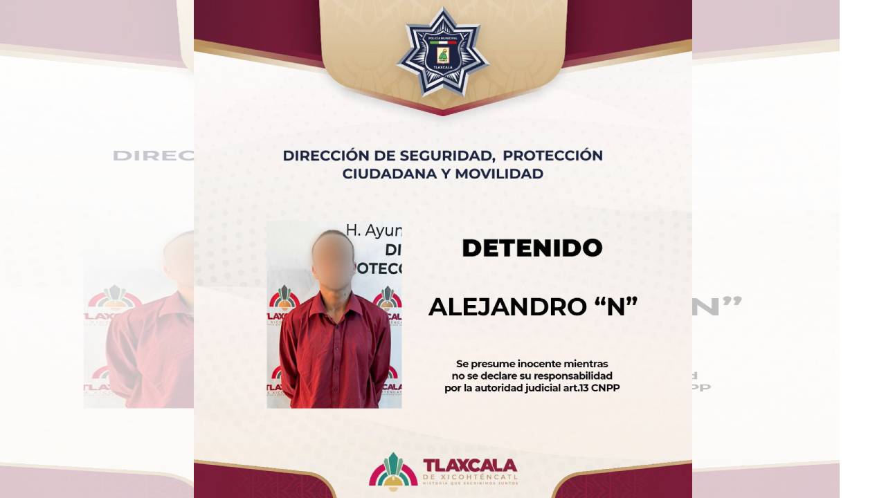 Policía municipal de Tlaxcala detiene a masculino por alteración al orden en riña por presunto robo