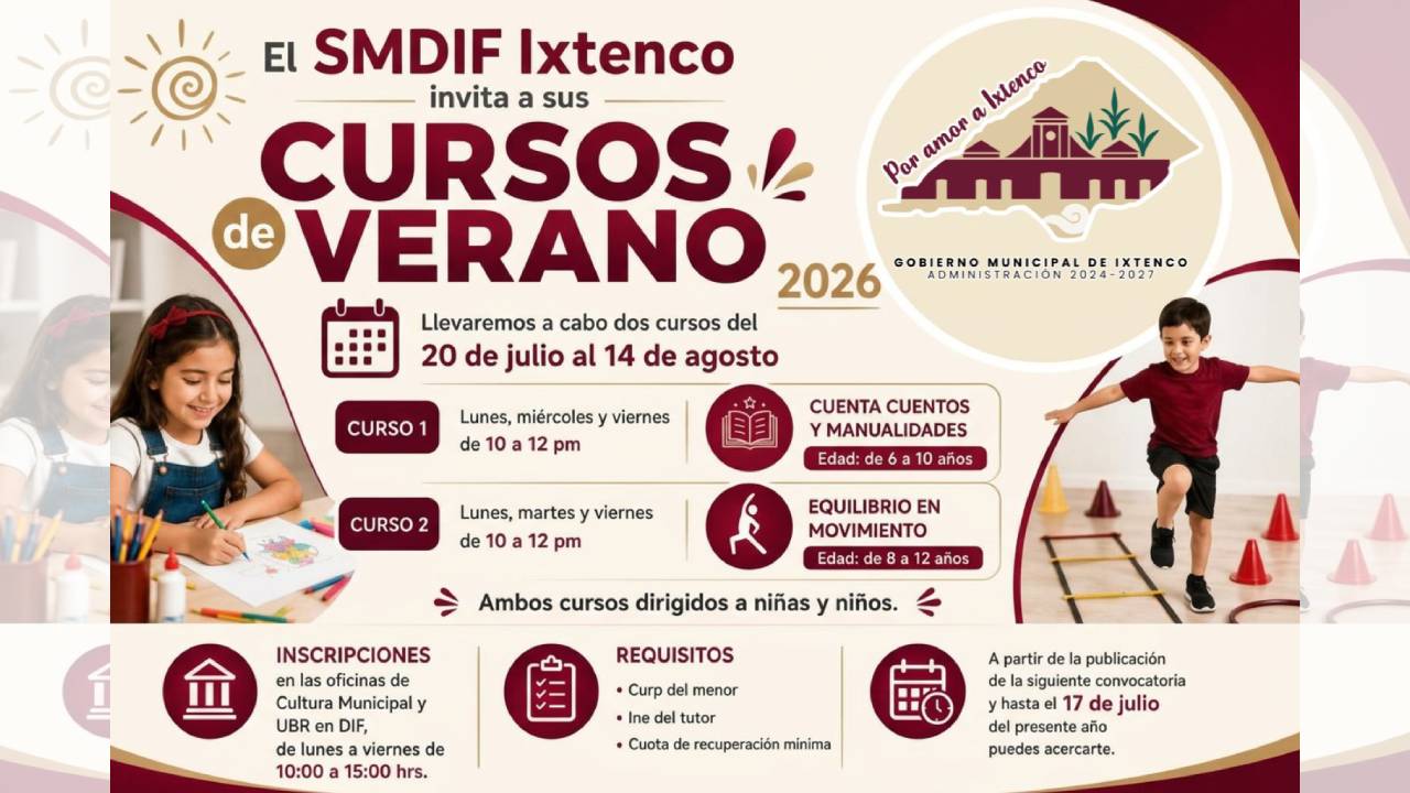 SMDIF Ixtenco abre inscripciones para los cursos de verano 2026
