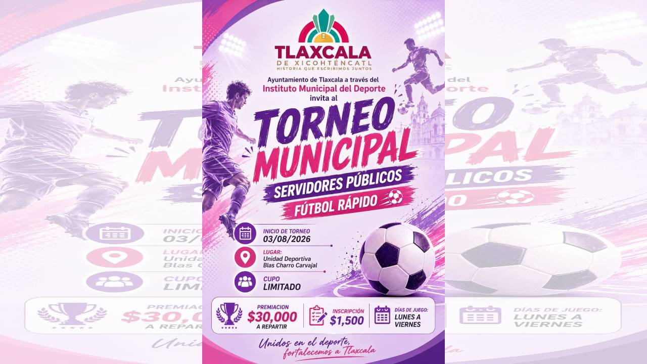 Abre ayuntamiento de Tlaxcala convocatoria al torneo municipal de futbol rápido para servidores públicos