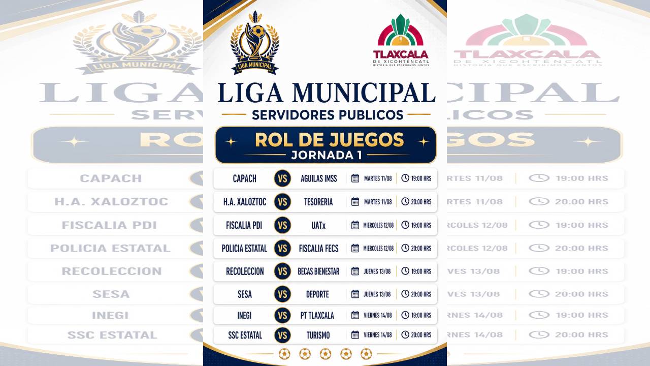 16 equipos se suman a la liga municipal de futbol de servidores públicos que impulsa el ayuntamiento de Tlaxcala