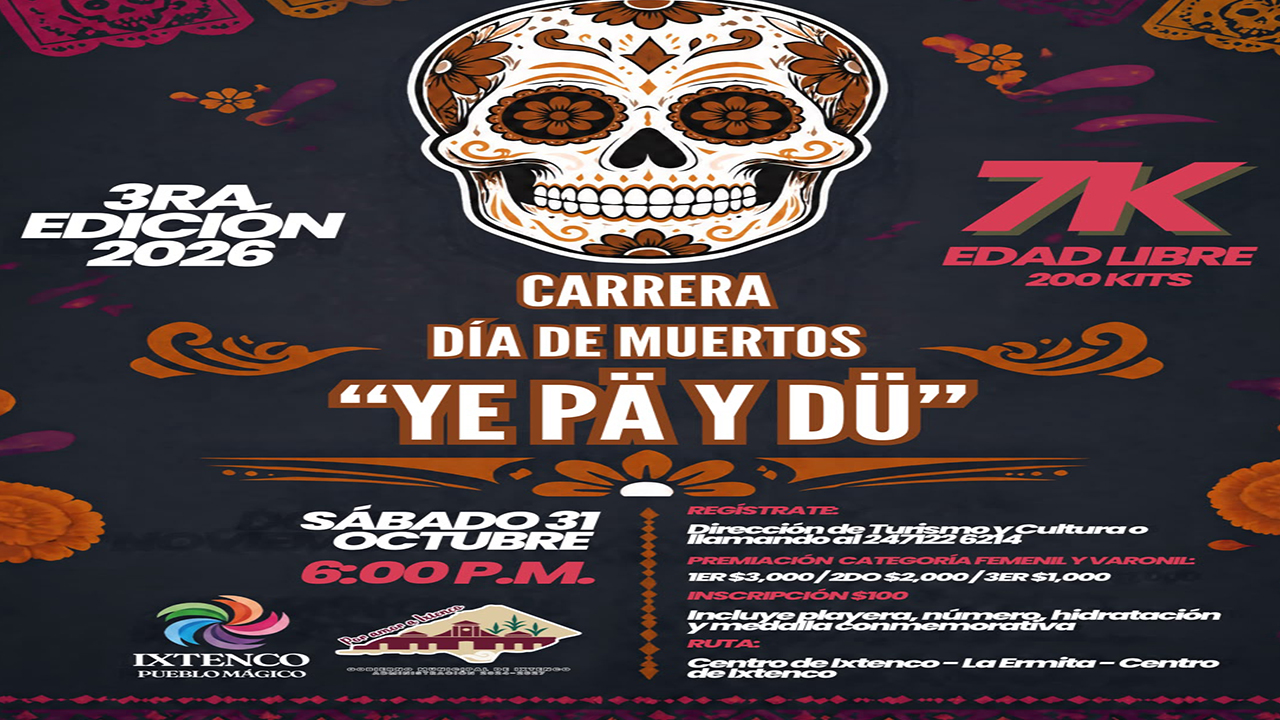 Ixtenco invita a vivir la 3ra edición de la carrera "Ye pä y dü" por el Día de Muertos