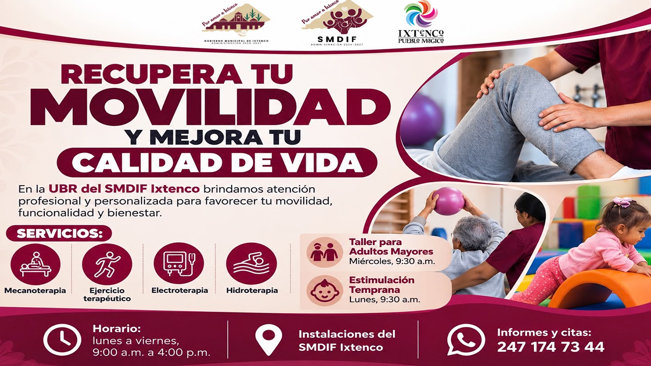 Gobierno de Ixtenco fortalece la atención en rehabilitación a través del SMDIF